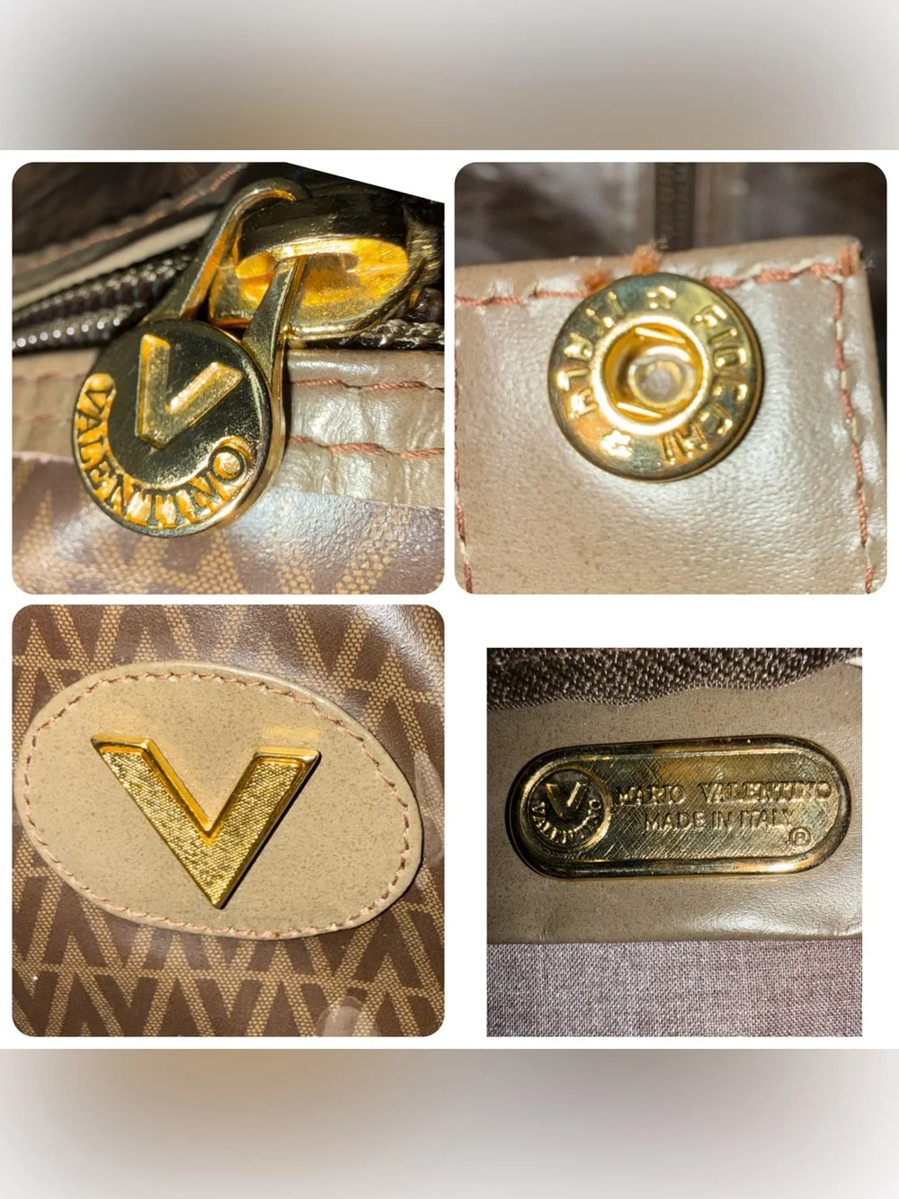 Mario Valentino Coated Canvas Large Tote Weekender Bag V Logo-with callouts - Picture 7 of 15